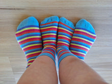 Load image into Gallery viewer, Ladies Fun Stripe Sock in organic cotton