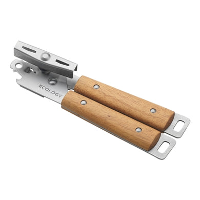 Provisions wood and metal can opener
