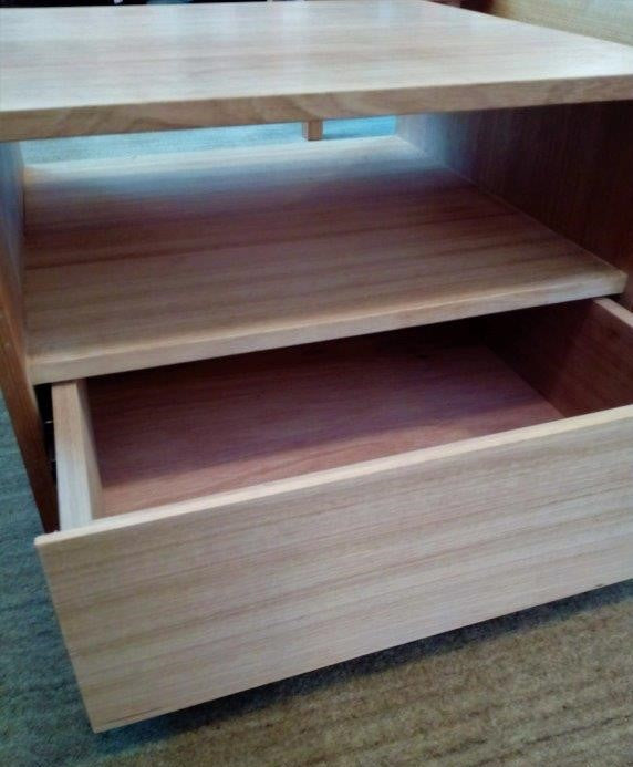 Natural Timber Shelved Cabinet with Drawer