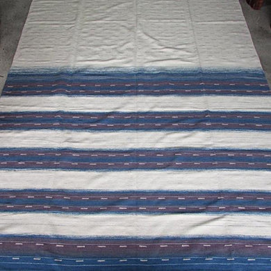 Large Blue Mauve and Natural Organic Wool Flatweave Rug 274 x 365cm
