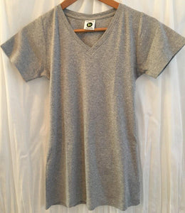 Ladies Short Sleeve Vee - Grey Melange