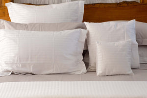 Hotel Quality Sateen Stripe Sheet Set in White