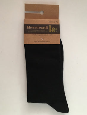 Mens organic cotton Calf Sock - Black